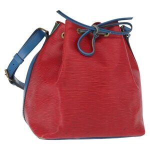 Authentic LOUIS VUITTON Epi Petit Noe Bag Tricolor Green Red blue M44147 LV